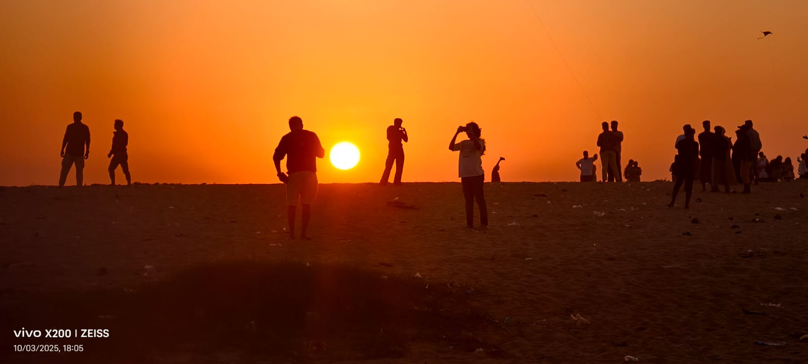 Silhouettes at sunset on the beach